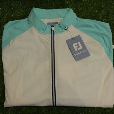 FootJoy Womens TempoSeries Full Zip Golf Jacket White/Aqua Blue Small 30694