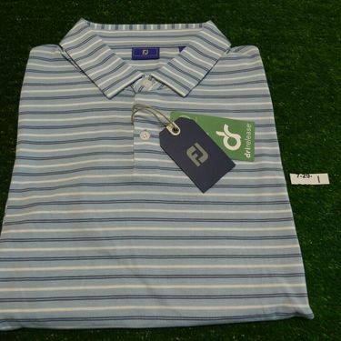 FootJoy Men's Athletic Fit Stripe DriRelease Blue Haze Golf Shirt Large 28539