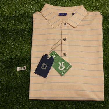 FootJoy Men's Athletic Fit Stripe DriRelease Golf Shirt Pink/Blue Large 29625