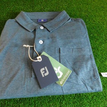 FootJoy Men's Athletic Fit Solid DriRelease Blue Heather Golf Shirt Large 29065