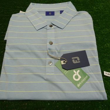 FootJoy Mens Athletic Fit Stripe DriRelease Blue Haze Golf Shirt Large 29626