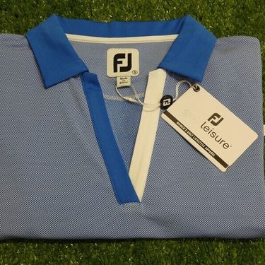 FootJoy Womens Birdseye Open Placket Short Sleeve Golf Shirt Blue Small 30594