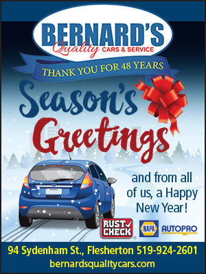 bernards quality cars season's greetings ad.