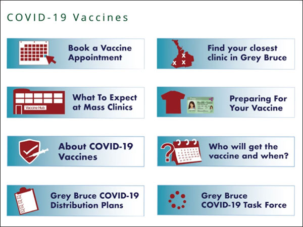Grey Bruce Vaccine app screen image