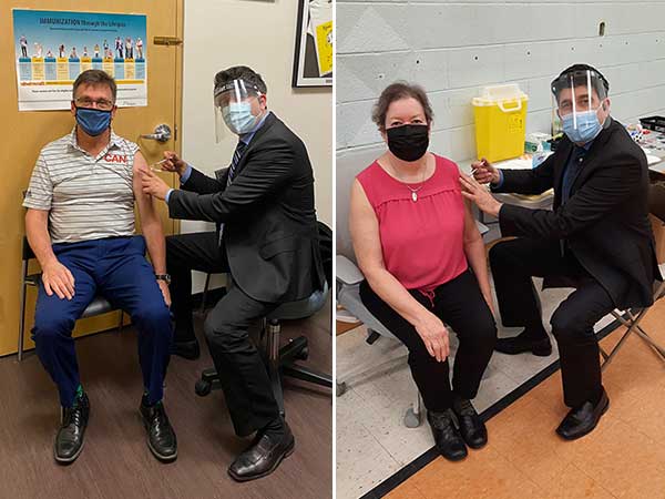 MPP Bill Walker and Hanover Mayor Sue Paterson get vaccinations