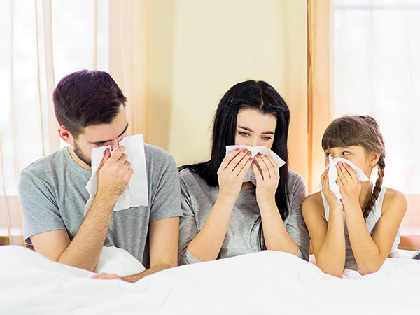 Family with flu symptoms.