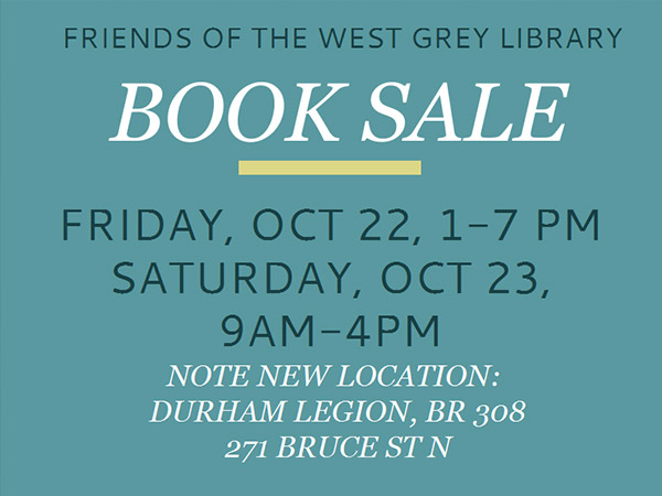 Friends of the West Grey Library Book Sale - October 22-23, 2021