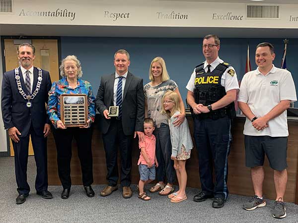 Brad Olsen officer of the year presentation