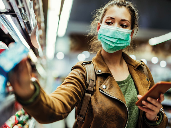 shopper wearing face mask