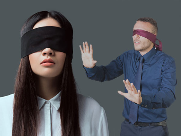 blindfolded people