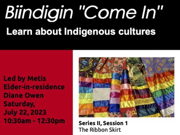 Biindigin program at West Grey Library poster