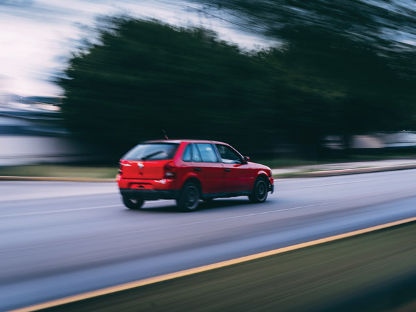 Car speeding down the road