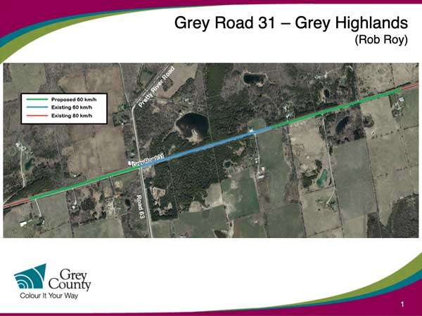 Grey Road 31 proposed speed limit reduction