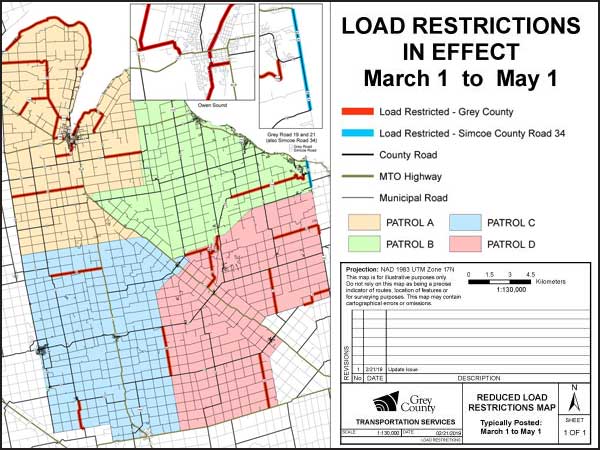 Load restrictions in effect March 1 to May 1 map.