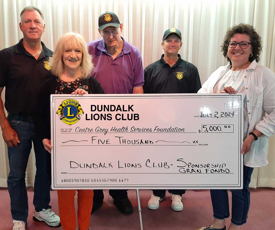 Dundalk Lions Club donation cheque