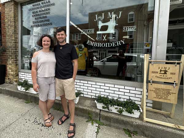 Alona and Ihor and JJMJ Embroidery storefront