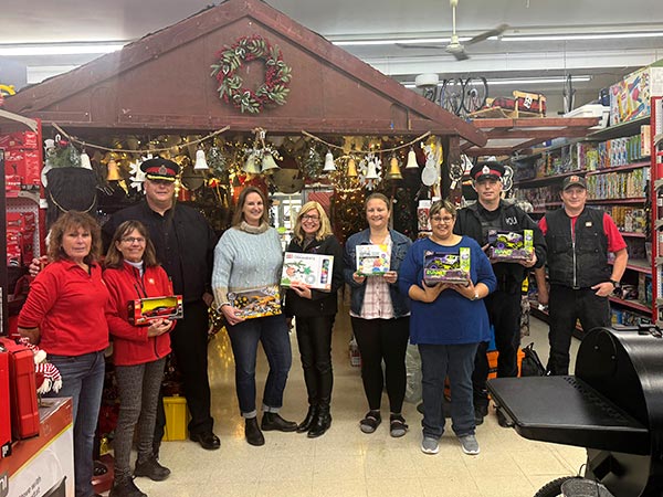 West Grey Police toy drive people with toys