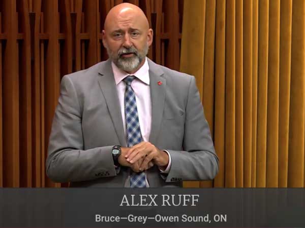 MP Alex Ruff in the Canadian House of Commons