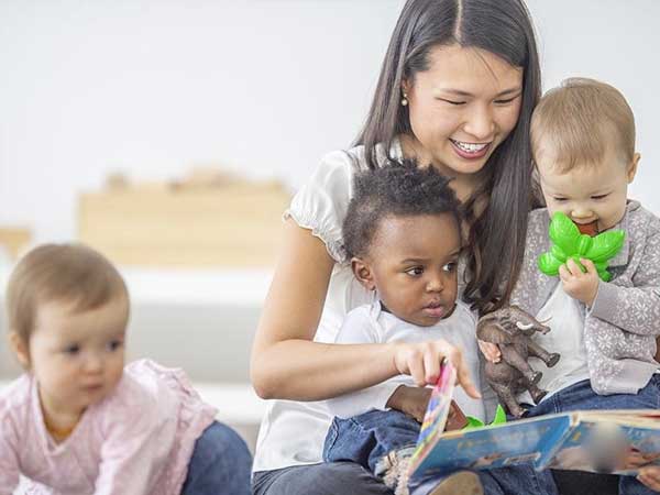 Caregiver with children