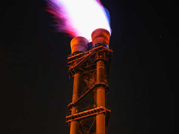 Chimney burning fossil fuel