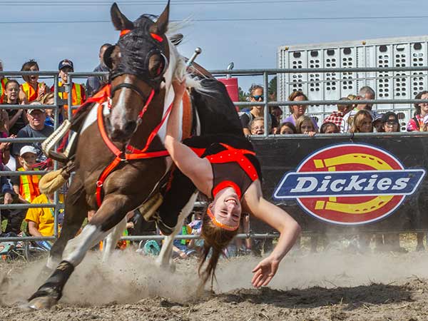 Acrobatic horse riding at the RAM Rodeo.