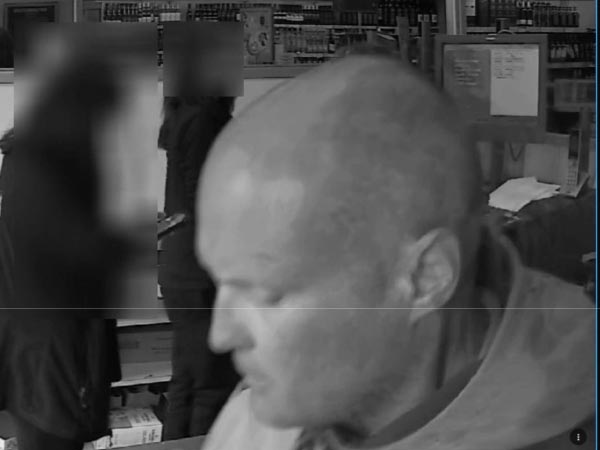 Bald male, suspect in LCBO theft,  Markdale. 
