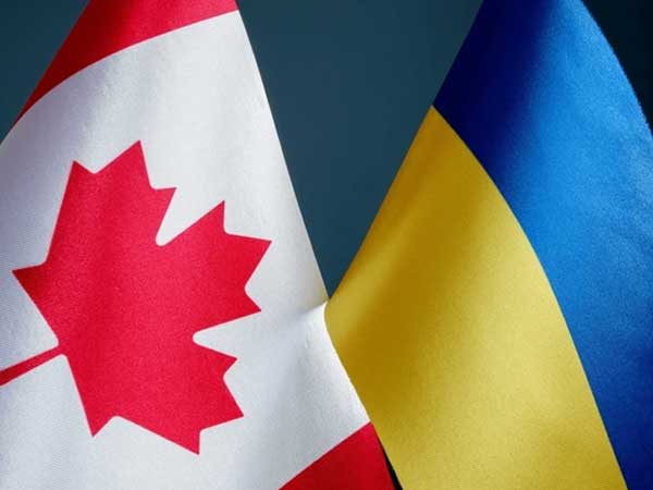 Canada and Ukraine flags