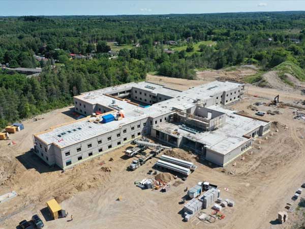 An aerial view of the Rockwood Terrace long-term care home redevelopment site in Durham, Grey County.