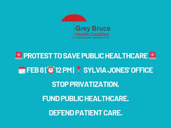 Grey Bruce Health Coalition protest poster