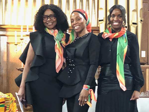 JCI Founder Joan John with Mistresses of Ceremonie Safoorah Forde and Kimone Rodney