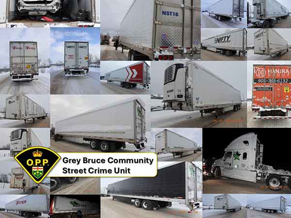 Tractor-trailer collage of stolen vehicles