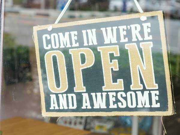 Come in we're open sign