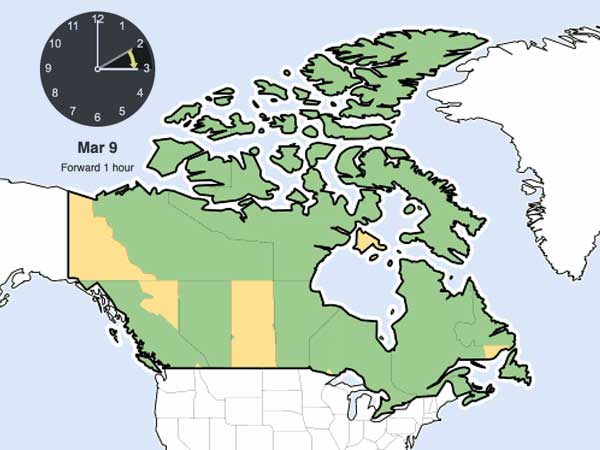 Daylight Savings Time map