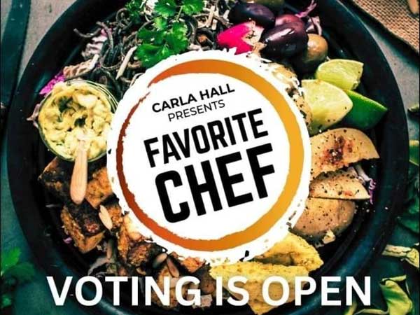 Favorite Chef logo with delicious meal in background