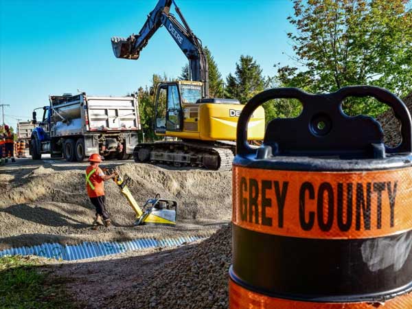 road construction crew in Grey County