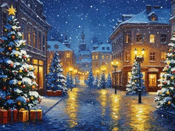 Idyllic town at Christmas