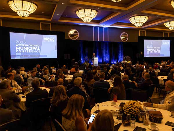 Brian Ropp, Warden Middlesex County, welcomes attendees to the sold-out 2025 Western Ontario Municipal Conference.