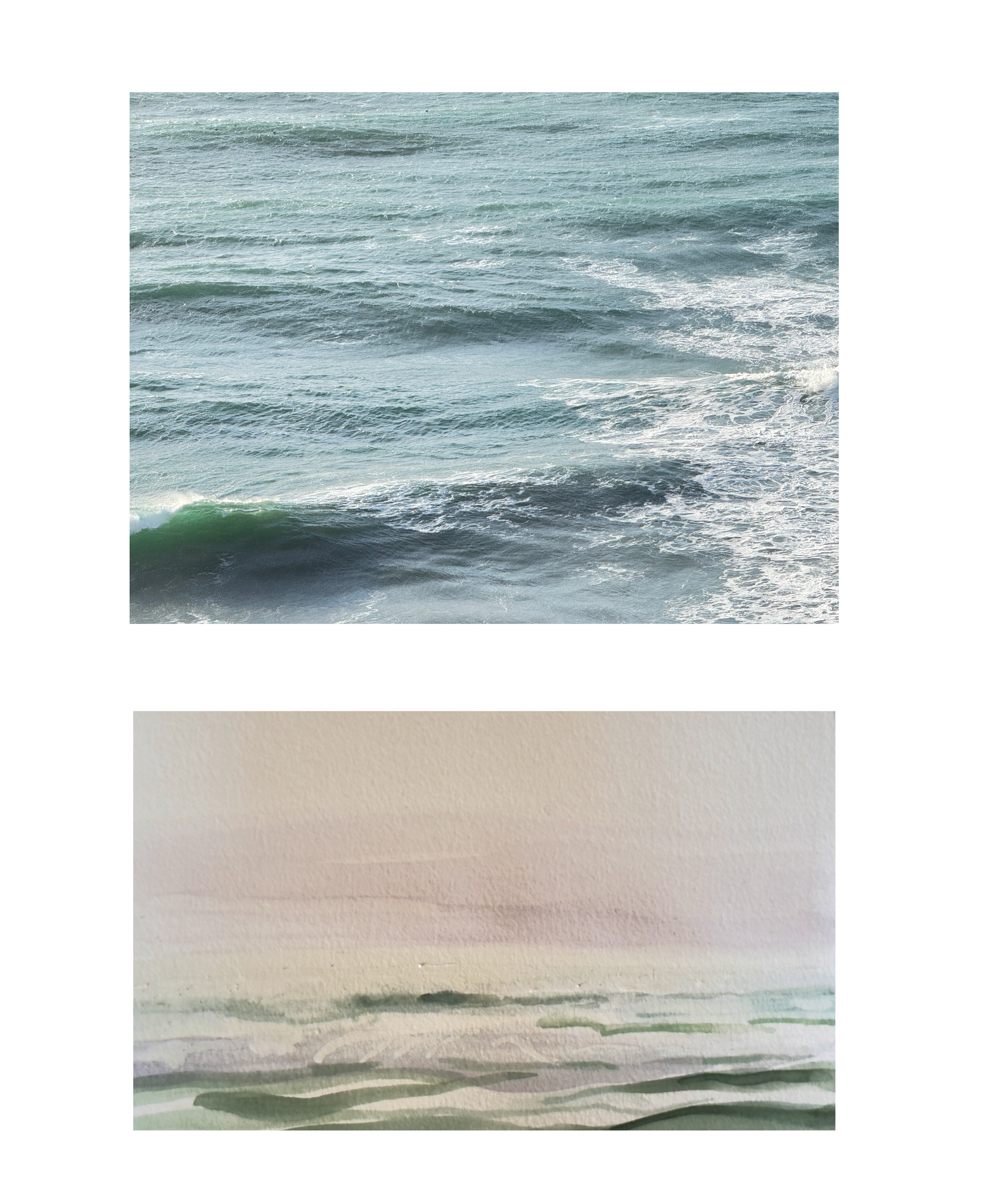 ocean photo and gouache sketch 