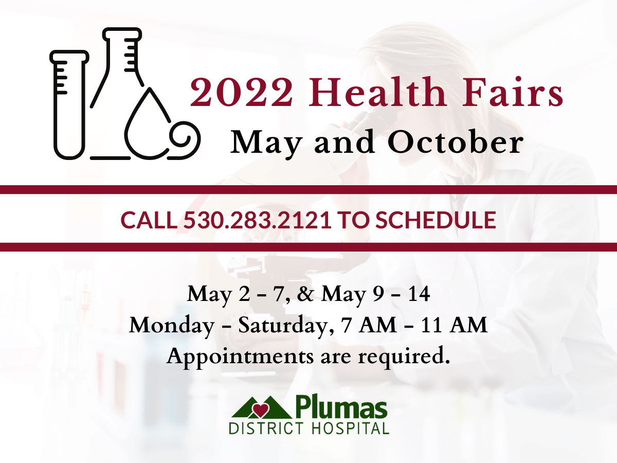 Event details for May's Health Fair at Plumas District Hospital 