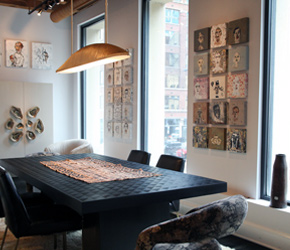 The front of the 2nd floor showcases furniture and lighting by Kelly Wearstler along with PRIMITIVEs one-of-a-kind treasures and original artwork
