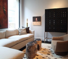 The front of the 2nd floor showcases furniture and lighting by Kelly Wearstler along with PRIMITIVEs one-of-a-kind treasures and original artwork