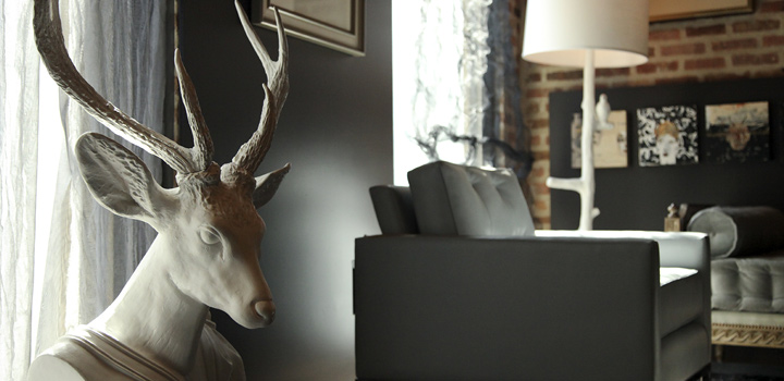 Oly Studio at PRIMITIVE in Chicago featuring home furnishings fused with one-of-a-kind-art and antiques