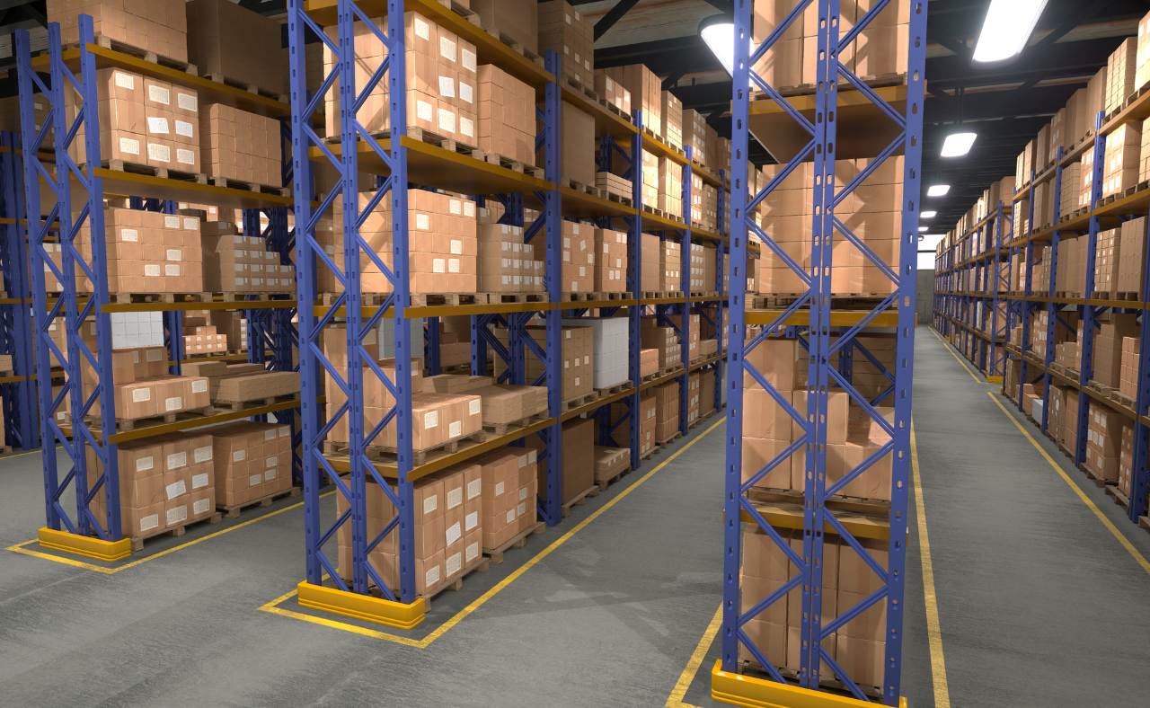 boxes properly arranged on a warehouse shelf
