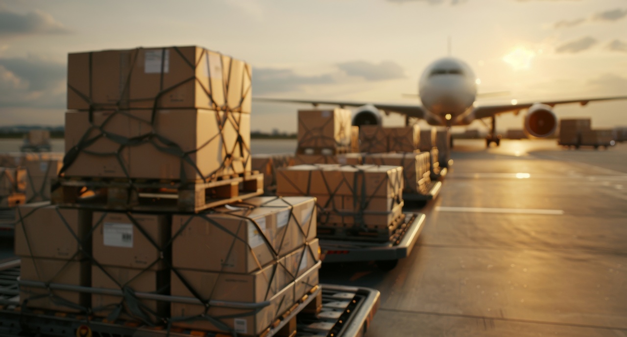 cargo plane and sunset