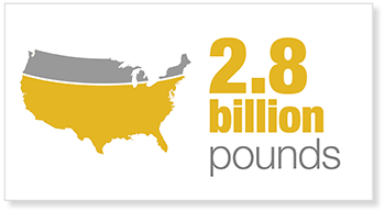 2.8 billion pounds of used cooking oil is produced in the U.S. per year!