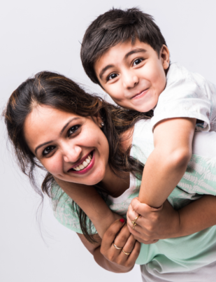 mother holding a baby