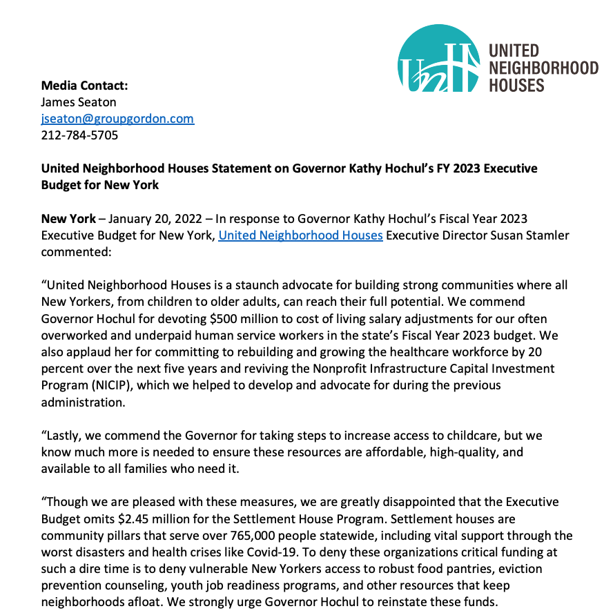 UNH Statement on the FY23 State Budget