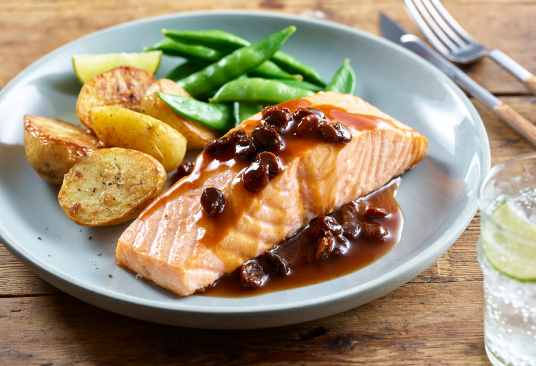 Baked Salmon with a Sweet and Sour Sauce