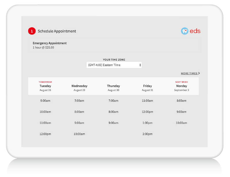 EDS Real-time availability scheduling with scheduler displayed in tablet to show responsiveness across devices