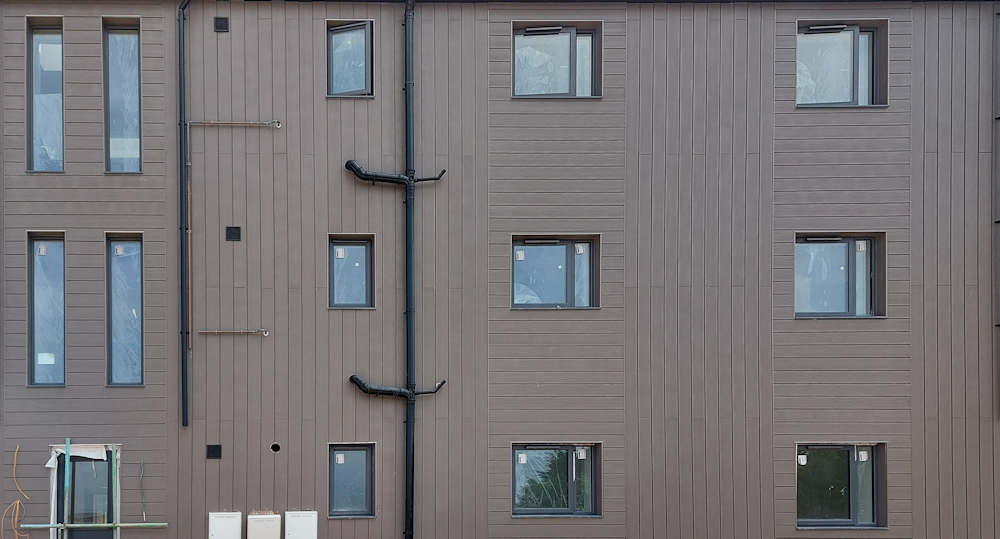 Cladding detail - SC4 fitted the extensive exterior cladding throughout the site in Andover, Hampshire